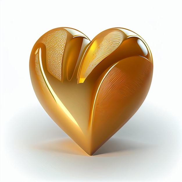 Pretty gold heart illustration with isolated background