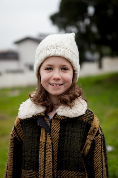 Pretty little girl in the street 