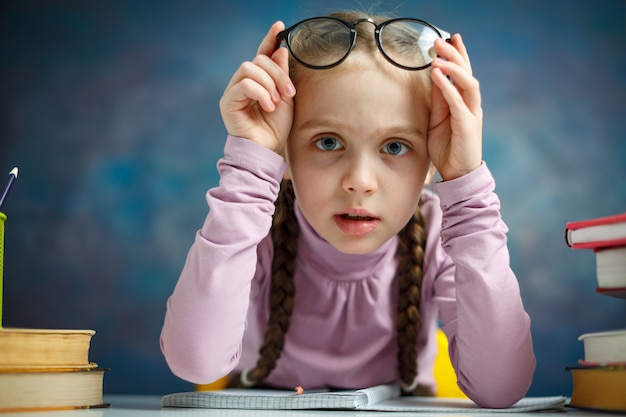 Pretty Little Primary Student Girl Study Home