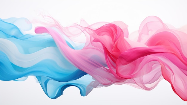 Pretty pink and aqua flowing artwork on white background