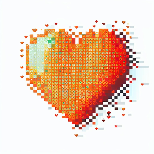 Pretty pixel heart illustration with isolated background