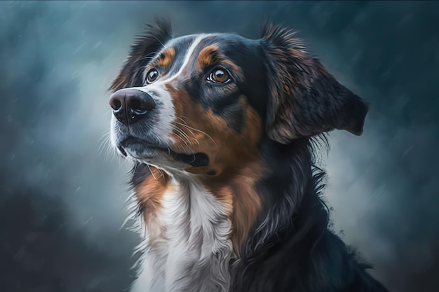 pretty portrait of a dog in the style of an oil painting, art, modern