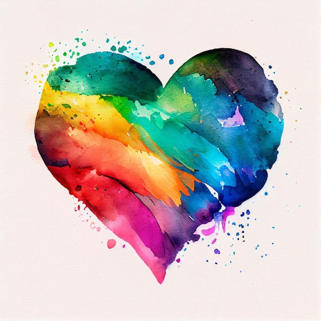 Pretty rainbow heart illustration with isolated background