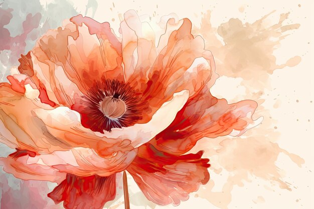 Pretty red watercolor poppies Spring concept on a white background Generative AI