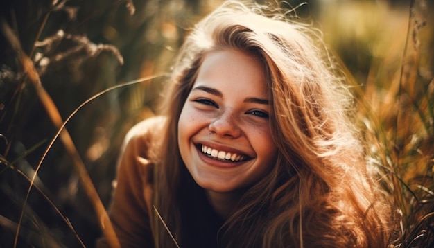 Pretty smiling girl relaxing outdoor