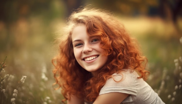 Pretty smiling girl relaxing outdoor