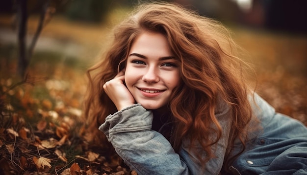 Pretty smiling girl relaxing outdoor