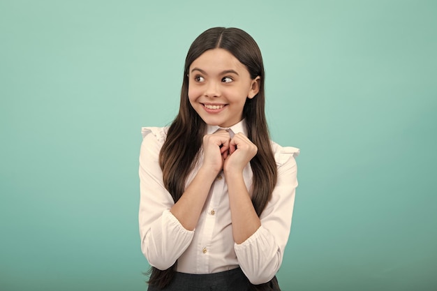 Pretty teenage girl in studio Child girl portrait