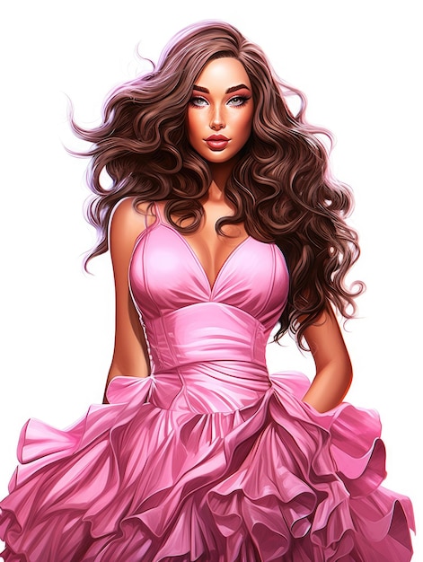 Pretty Woman in a Pink Dress