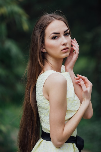 Pretty woman in white dress