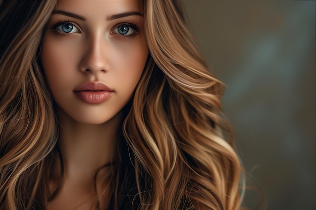 Pretty Woman with Long Wavy Hair Stock Image