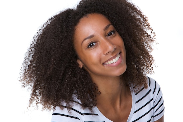 Pretty young black woman smiling