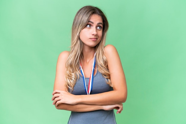 Pretty Young Uruguayan woman over isolated background