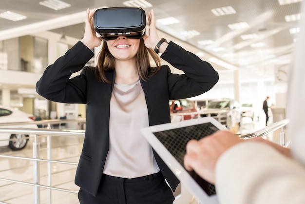 Pretty Young Woman Enjoying VR