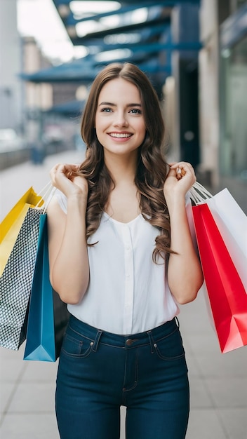 Pretty young woman with shopping bags