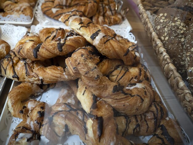 Pretze brezel bretzel different style in a bakery