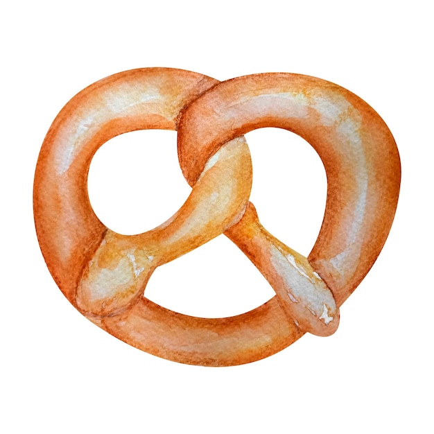 Pretzel baking watercolor isolated element