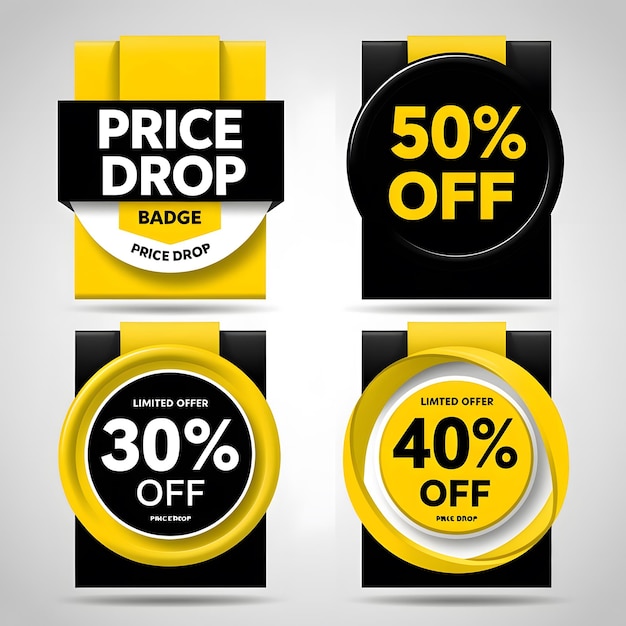 Photo price drop badge collection discount sale labels