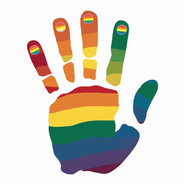 Pride day concept peace Pride day handprint flag design Pride day flag with rainbow colors