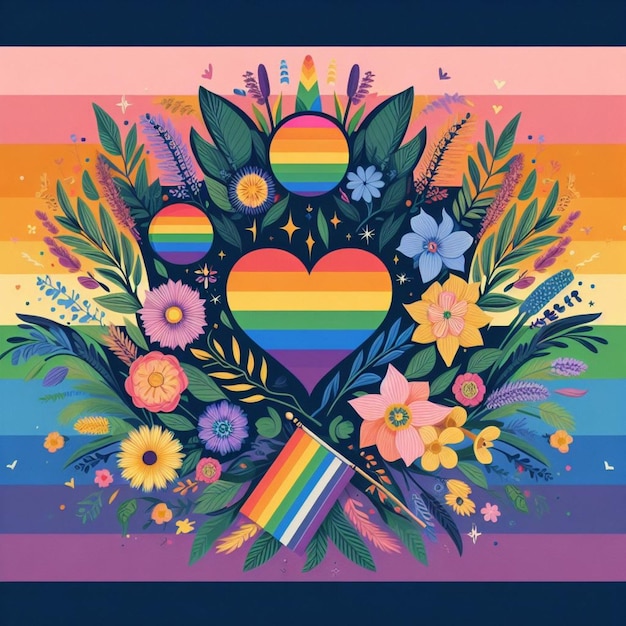 Pride day pride month lgbtq social media post GBTQ flower design pride day flower