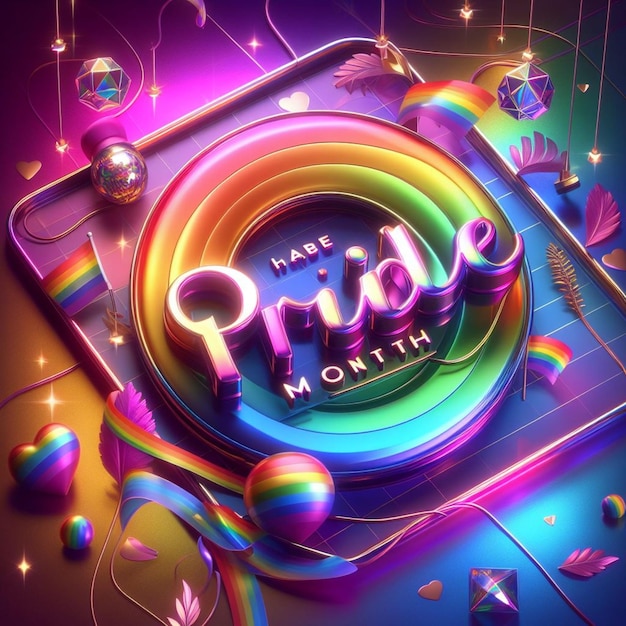 Pride day pride month lgbtq social media post isolated 3d