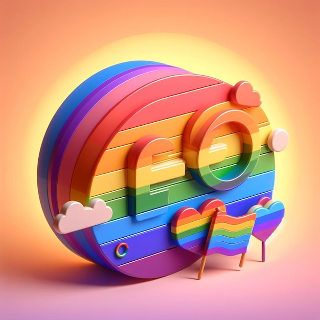 Pride day pride month lgbtq social media post rainbow 3d vector design with flag