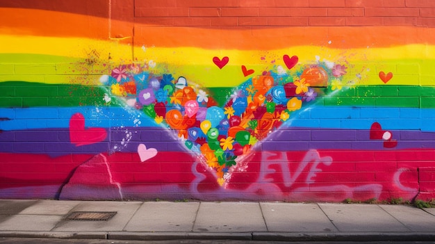 Pride day wall grafitti colorful rainbow colors lgtbi