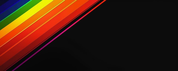 Pride LGBT background featuring a minimalist design with rainbow stripes against a black background