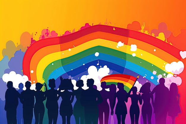 Pride Month celebrated in June is a time for LGBTQ individuals and allies to come together to promote acceptance equality Generated with AI