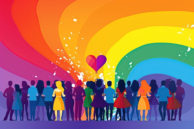 Pride Month celebrated in June is a time for LGBTQ individuals and allies to come together to promote acceptance equality Generated with AI