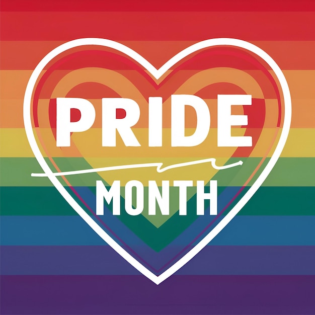 Pride Month Celebration Vibrant Rainbow Hearts and Colorful LGBT Movement Banner