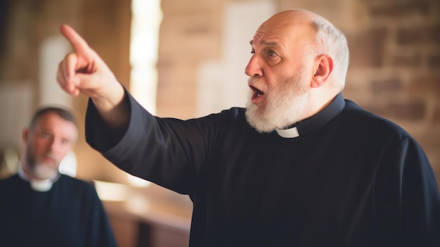 Priest giving a passionate sermon