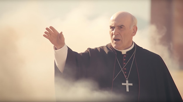 Priest giving a passionate sermon