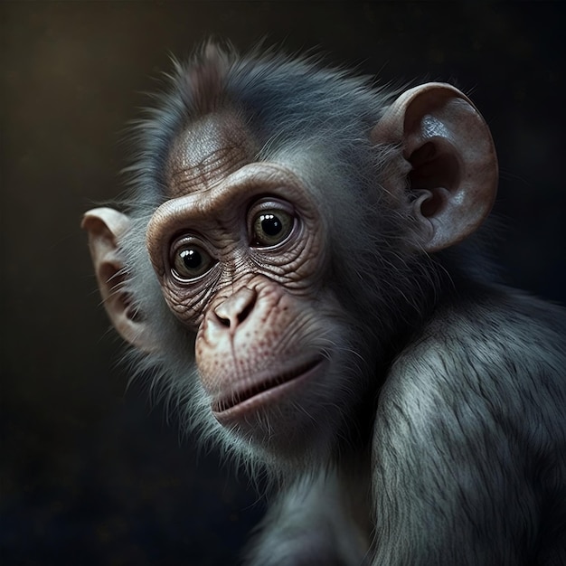 Primate Portrait An AIGenerated HighQuality CloseUp Image of a Stunningly Detailed Monkey