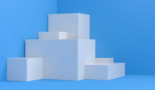 primitive geometrical figures, 3D render, podium for the advertized goods