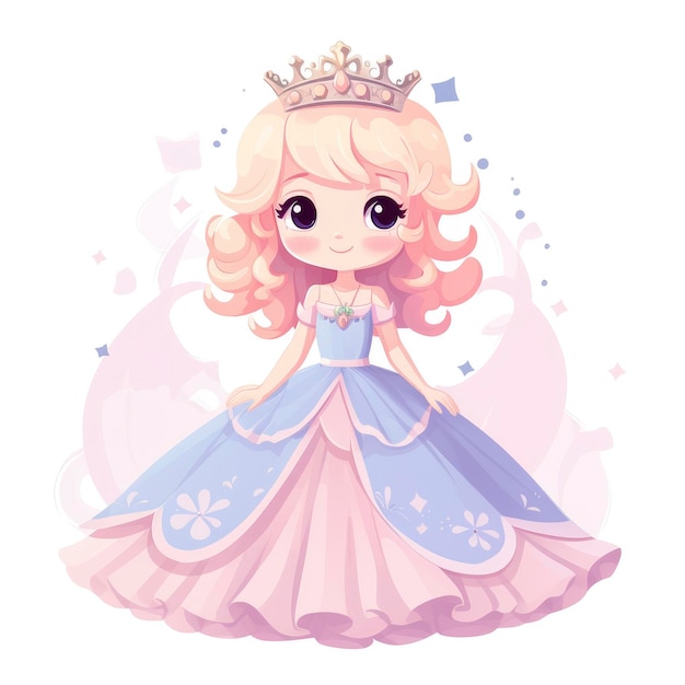 Princess clipart light pastel colors flat design 8k