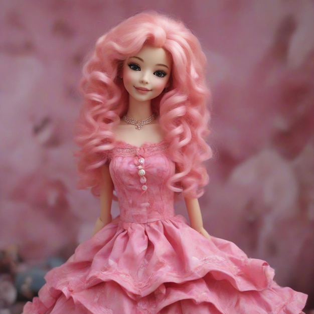 princess doll in pink dress Joyful Doll Realistic Laughter Pink Barbie Froc