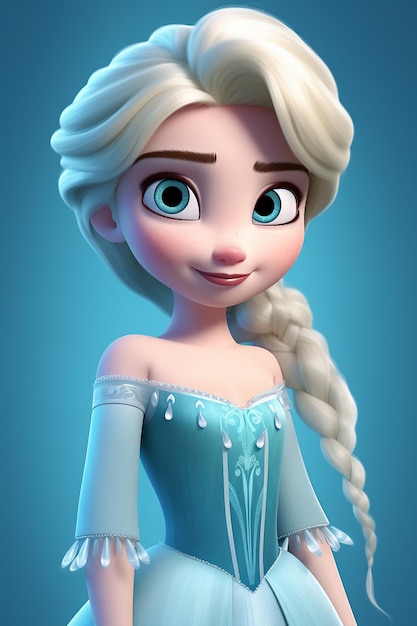 Princess Elsa Cartoon Character in 3D