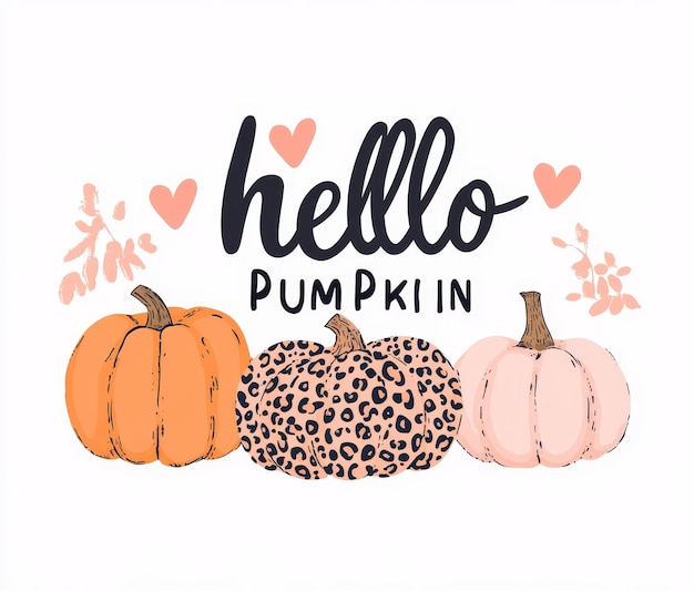 Photo print for a shirt elegant style with text quothello pumpkinquot the word hello is in cursive and the