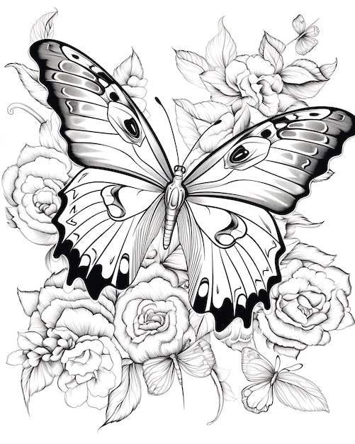 Printable Butterfly Coloring Pages in Artistic Style