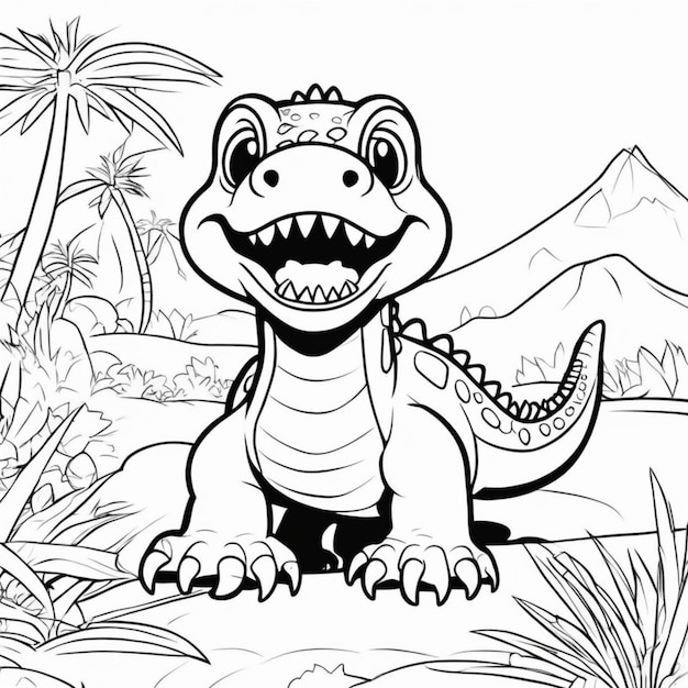 Printable Dinosaur Coloring Page for Kids