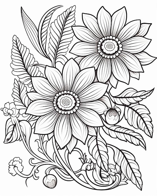 Photo printable flower coloring pages