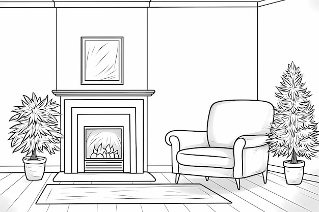 printable picture coloring book with cozy rooms