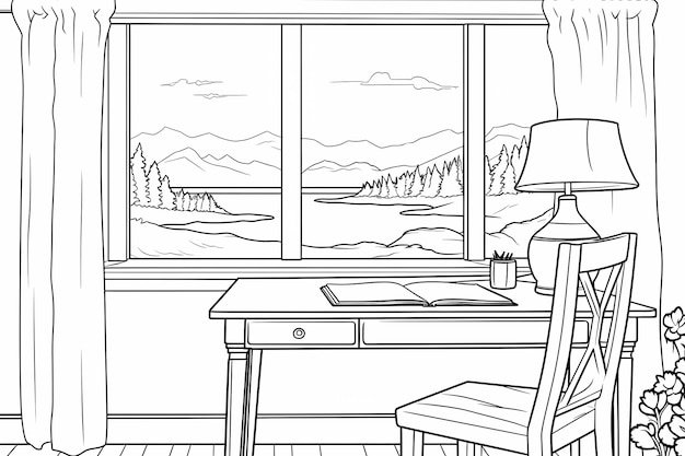 printable picture coloring book with cozy rooms