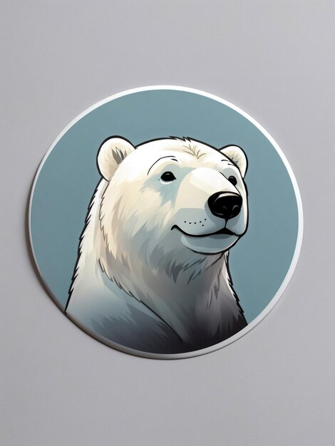 Printable Stickers Featuring Minimalist Cartoon Polar Bear on Black Background