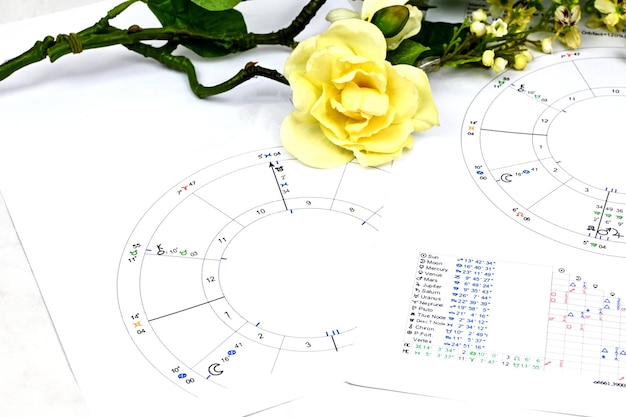 Photo printed astrology birth chart workplace of astrology spiritual  blueprints and life mapping