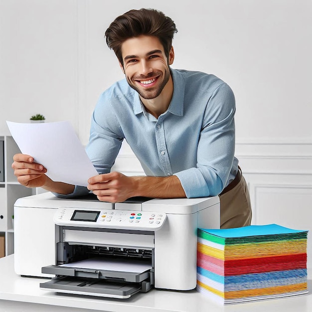 Printer on white background