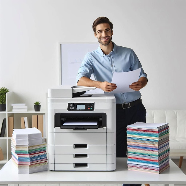 Printer on white background