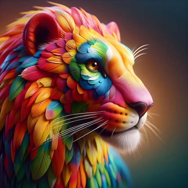 Photo prismatic majesty the rainbow lion