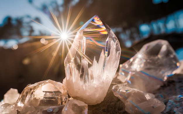 Prismatic Quartz Glowing in Sunlight